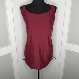 Calypsa Maya Swim Top Women 3X Burgundy Red Racerback Ruched Tankini AR003